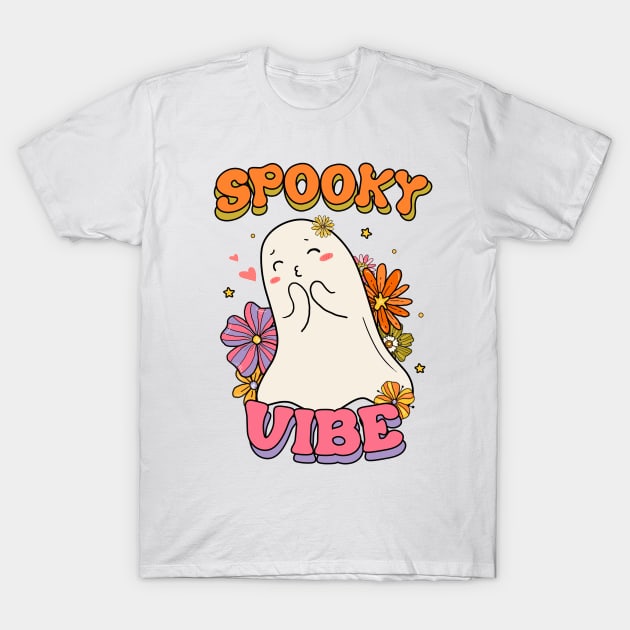 Spooky Vibe Groovy Retro Halloween T-Shirt by Satic